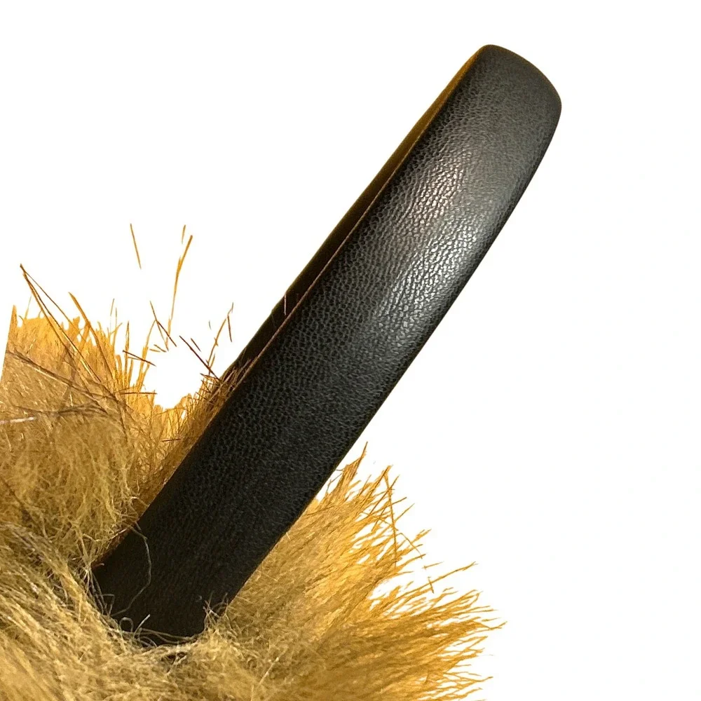 Faux Fur‎ Earmuffs Black Faux Leather Headband Winter Accessories